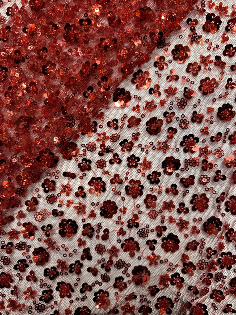 Red French Sequins Net Lace Fabric 2026 High Quality African Beaded Lace Fabric Nigerian Embroidery Wedding Party Lace Fabric
