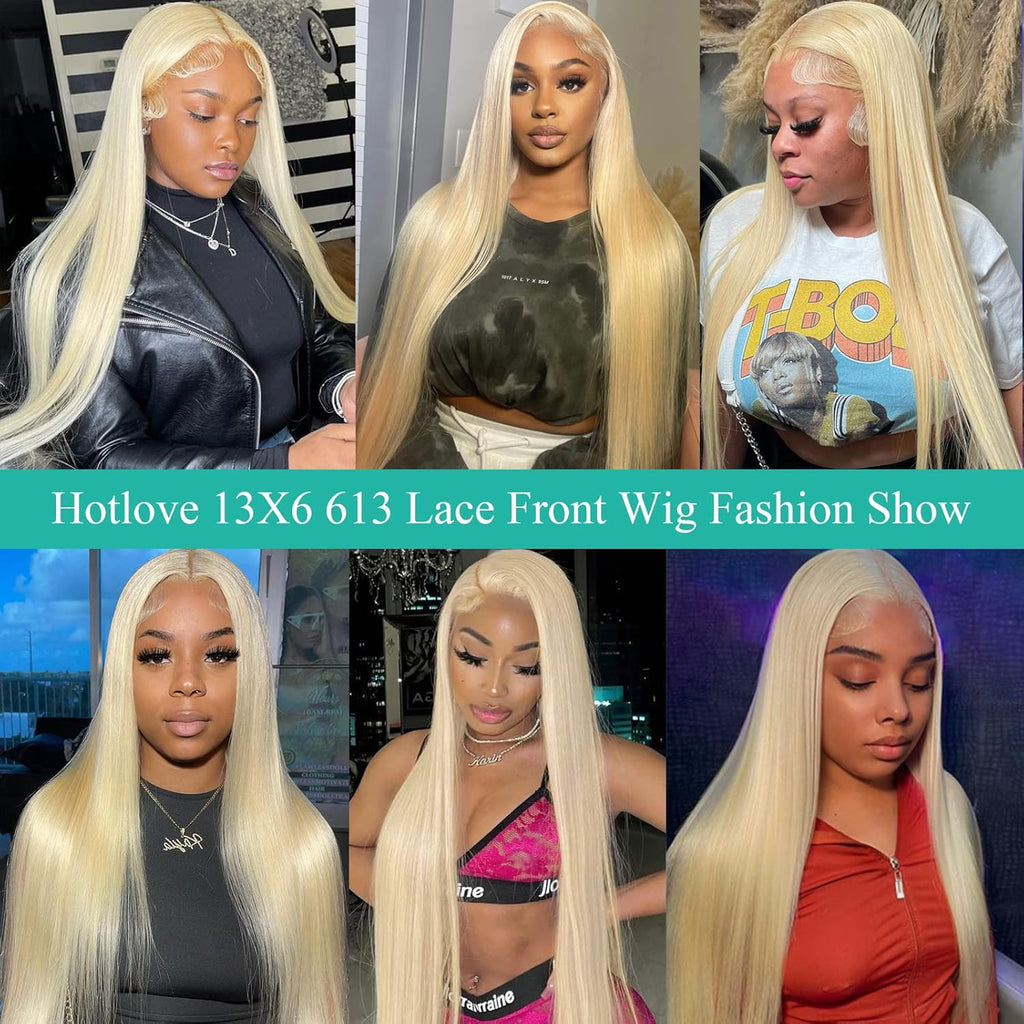 613 Lace Front Wig Human Hair, 13X6 Transparent HD Frontal for Black Women 12A Straight Blonde Wigs Hair Pre Plucked with Baby (36Inch, Hair)