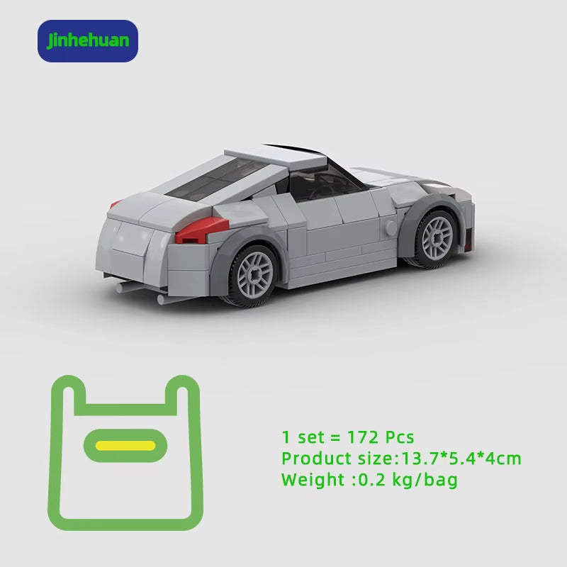 Creative Moc Bricks Toys Grey Mini Assembled Supercar for Adults Plastic Toys Building Block Sets Car