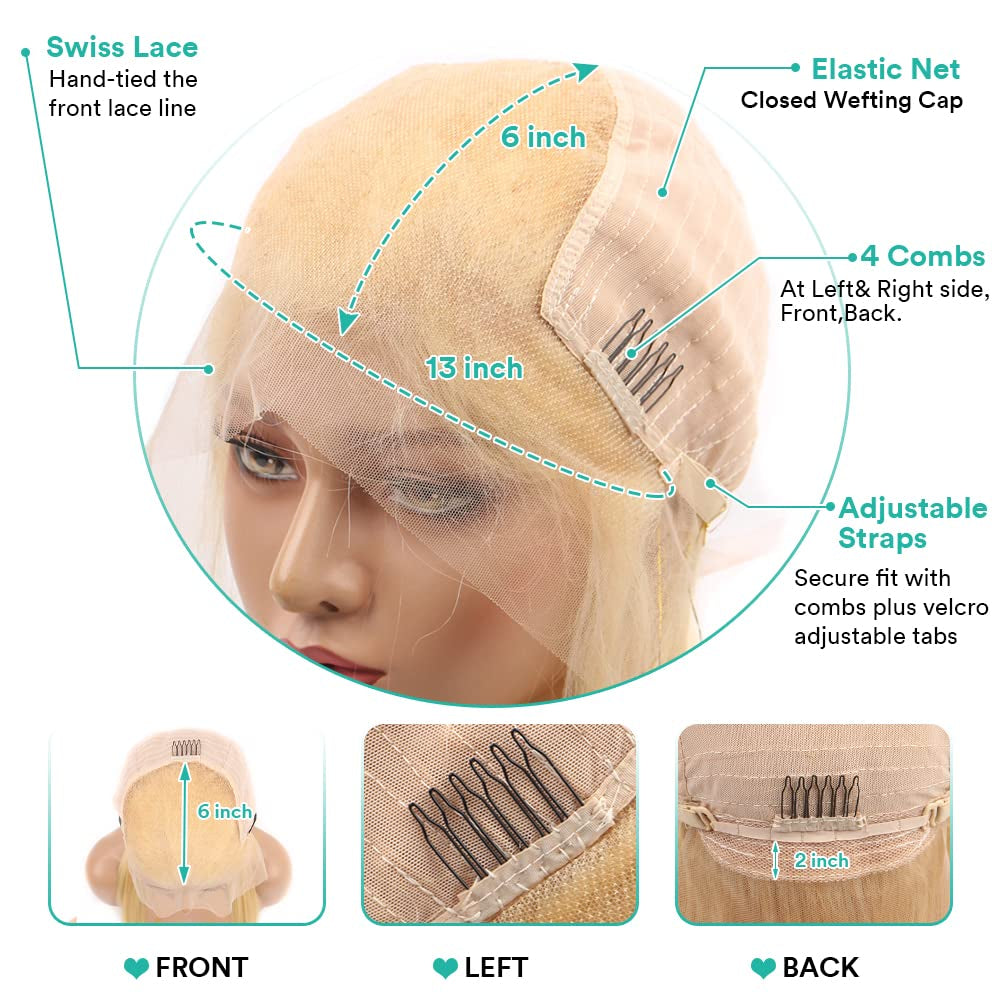 613 Lace Front Wig Human Hair, 13X6 Transparent HD Frontal for Black Women 12A Straight Blonde Wigs Hair Pre Plucked with Baby (36Inch, Hair)
