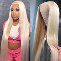 613 Lace Front Wig Human Hair, 13X6 Transparent HD Frontal for Black Women 12A Straight Blonde Wigs Hair Pre Plucked with Baby (36Inch, Hair)