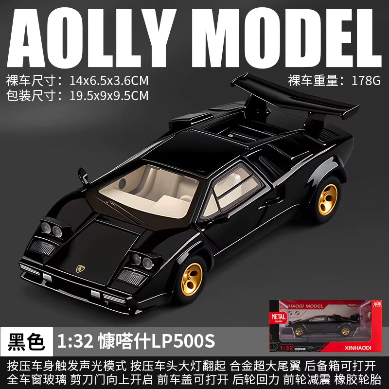 XINHAODI 1:32 LP500S Alloy Toy Car 2025 Recoil Function Scale Diecast Cars Turn on Lights Model Car