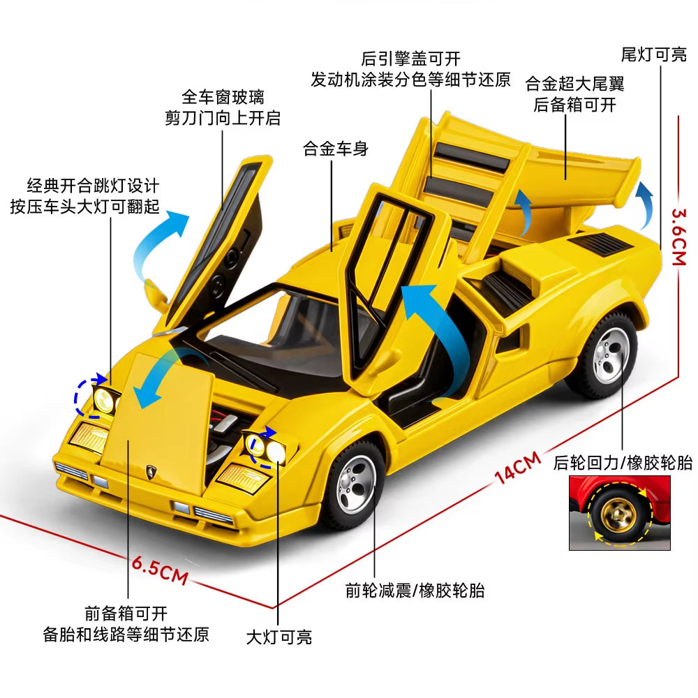 XINHAODI 1:32 LP500S Alloy Toy Car 2025 Recoil Function Scale Diecast Cars Turn on Lights Model Car