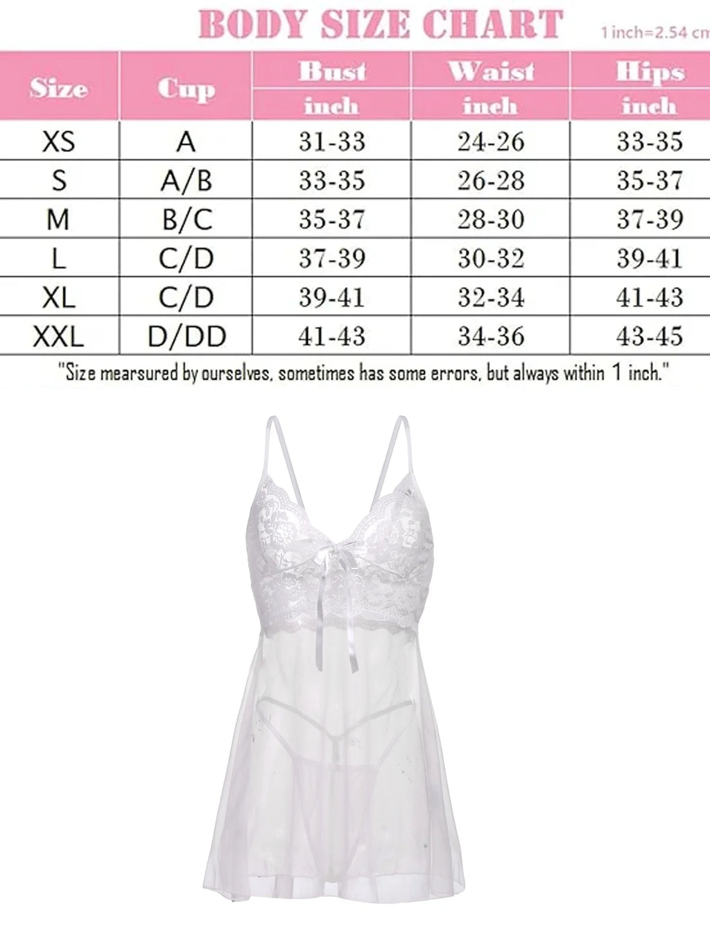 Women Lingerie Sleepwear Lace Strap Chemis Nightgown Wine Red M